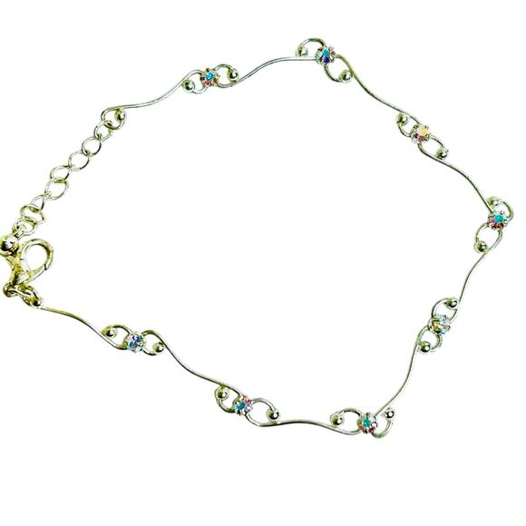 Modest Anklets Mixed Lot Silver Tones Shell AB Sparkle - Picture 2 of 4